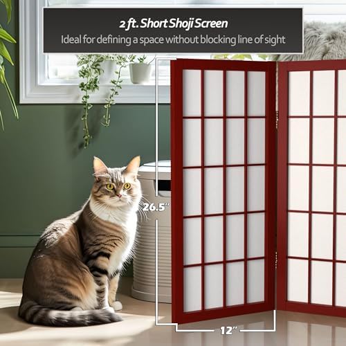 2 ft. Short Desktop Window Pane Shoji Screen - Rosewood - 3 Panels - Image 6