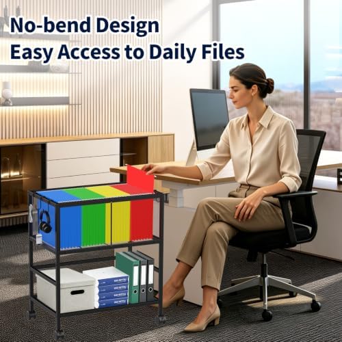 Rolling File Cart, Mobile File Cabinet with 360° Wheels for Home Office - Image 7
