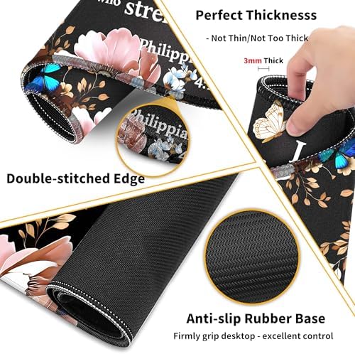 Extended Large Mouse Pad Set 31.5 x 15.7 – Christian Floral All-in-One Desk Set with Keyboard Wrist Rest, Mouse Wrist Rest & Coaster, Ergonomic Desk Accessories for Women, Faith-Inspired Office Gift - Image 6