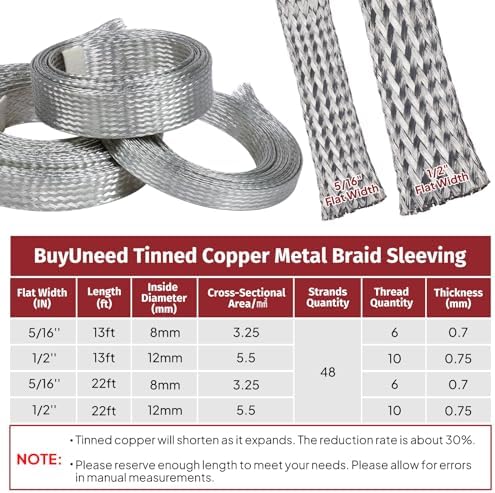 Tinned Copper Metal Braid Sleeving Wire Shielding 1/2inch-22ft - Image 7