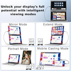 domyfan 16.1" Laptop Screen Extender, 360° Rotating Detachable Stand/VESA Support, FHD 1200P IPS Portable Monitor, Plug & Play with HDMI/USB-A/Type-C, Compatible Win/Mac/Android - Image 4