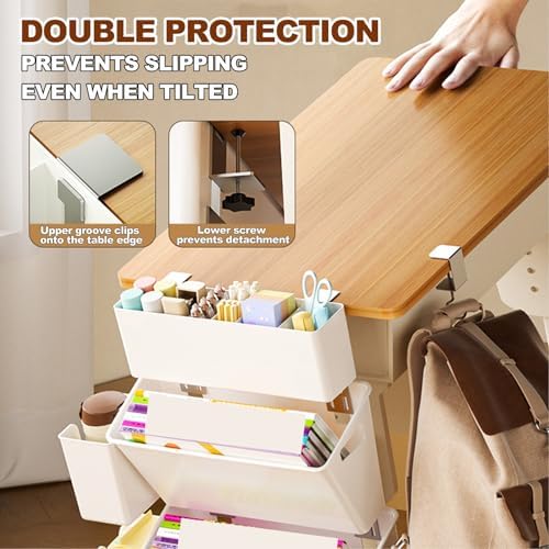 3,Desk Side Storage, Under Desk Laptop Mount, Table Side Hanging File Organizer, No Drill Clamp On Cable Management Tray, Laptop Holder with Pen Holder for Office and Home - Image 6