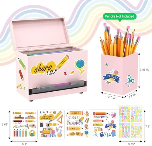 Pencil Dispenser for Classroom & Pencil Holder for Desk with 5 PCS Stickers - Image 5