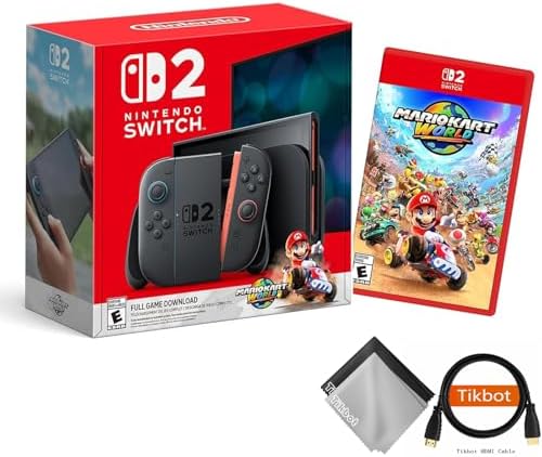 Nintendo Switch 2 + Mario Kart World Bundle with Bonus HDMI Cable & Screen Cleaning Cloth by Unknown