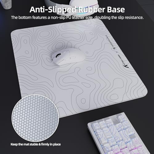 ATTACK SHARK CM05 Glass Gaming Mouse Pad,17.7x15.7 in Large Mouse Mat，Non Slip 9H Hard Mousepads,Nano-Textured Glass Surface with Improved Precision and Speed for FPS Players-White Contour - Image 5