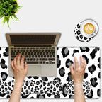Mouse Pad Set,(31.5×11.8 in) Desk Pad + Keyboard Wrist Rest Support + Mouse Wrist Rest + Coaster for Office,Home,Computer,Laptop - 4 Black and White Leopard Print - Image 2