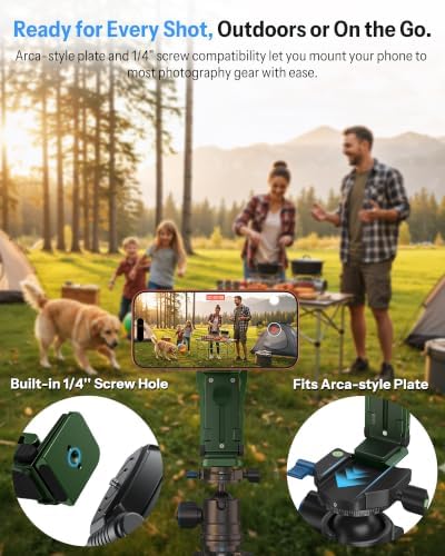 OMOTON TP02-Pro 5 in 1 Magnetic Phone Holder for Vlogging Essentials, Green - Image 4