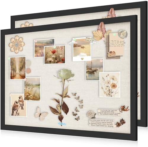 AKTOP 2-Pack Cork Bulletin Board with Linen 20" X 30", Vintage Black by Buynow