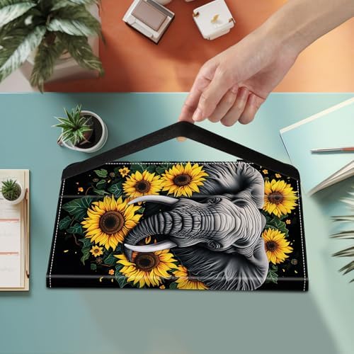 Case for Samsung Galaxy Tab S10 FE Plus 13.1 Inch 2025 Model (SM-X620/X626),Card Slot PU Leather TPU Case Pen Holder Auto Wake Sleep,Sunflower Elephant - Image 2