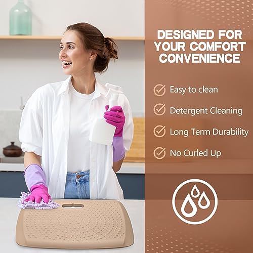 3/4 Inch Portable Anti Fatigue Standing Mat with Massage Points, Comfort Foot Standing Pad for Office Desk with Handle, Cushioned Kitchen Mat for Office & Home (Rose Gold, 17" X 22") - Image 6