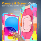 Case for iPad (A16) 11th/10th Generation 11/10.9 Inch 2025/2022, Ubearkk for iPad a16 case with Screen Protector, 360 Degree Rotating Stand Shoulder Strap Pencil Holder,Colorful Pink - Image 4