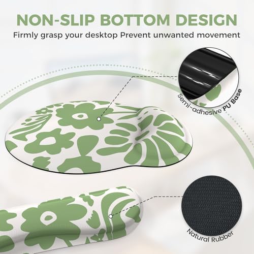 iCasso Desk Cover Mat, 4in1 Floral Large Mouse Pad with Wrist Rest - Image 5
