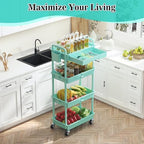 SUNALLY 4 Tier Rolling Cart with Drawer, Craft Storage Cart Organizer, Blue - Image 6