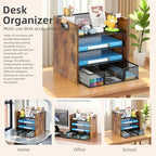 Desk Organizer - 4 Tier Desktop File Organizer with Drawer, Wooden Paper Tray Organizer, Office Desk Accessories Organizer for Papers, Mail, Notebooks, Stationery - Image 7