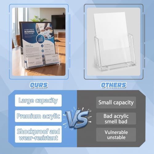 2 Pack 8.5x11 Inch Brochure Holder with Business Card Holder - Image 5