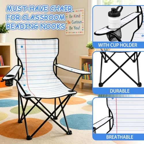 Portable School Folding Chair, Foldable Classroom Seat for Reading Corner and Study Area, Easy Carry Chair for Teacher Lounge, Back to School - Image 4