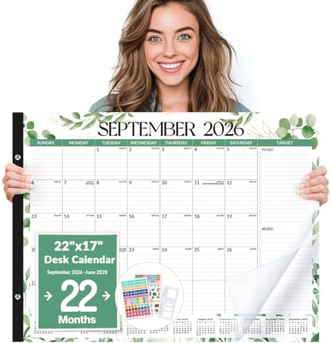 Forvencer 2027 Desk Calendar, Planner Sept 2026 - Jun 2028, 22 Month 22x17" by Forvencer