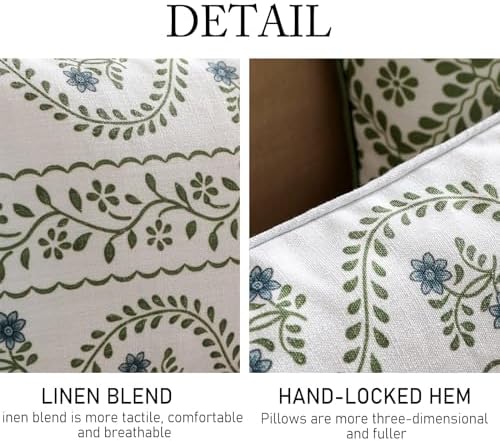 ISAENNE Designer Linen Throw Pillow Cover,Set of 2,20"x12"-Mosella D - Image 4