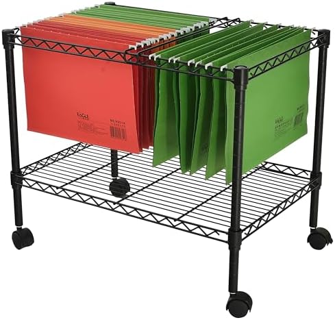 Finnhomy Premium 1-Tier Metal Rolling File Cart for Letter Size and Legal Size Folder, Black by Finnhomy