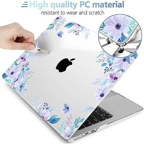 MEEgoodo for M5/M4/M3/M2 MacBook Air 15 inch Case 2026 2025 2024 2023, Case Fit Model (A3448/A3241/A3114/A2941) for MacBook Air 15.3 inch, Soft Purple Floral - Image 4