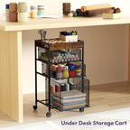 SWTYMIKI Rolling File Cart with Drawers - 4 Tier Under Desk Storage Craft Rolling Organizer Cart - Office Storage &Organization, Mobile Metal Filing Cabinet for Office and Home Espresso - Image 4