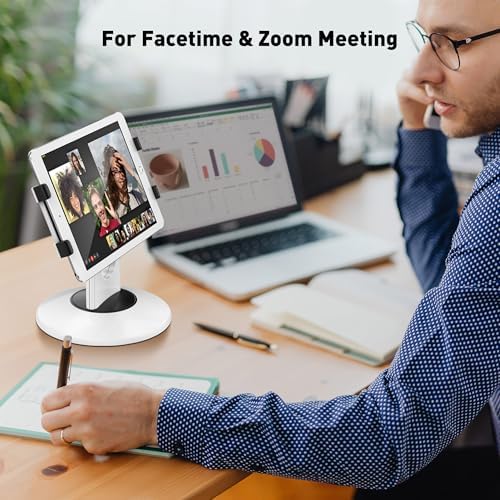 AboveTEK Retail Kiosk iPad Stand, 360° Rotating Commercial POS Tablet Stand, Fits 6"-13" (Screens) iPad mini Pro-Business Swivel Tablet Holder, for Store Office Reception Kitchen Desktop (White) - Image 6