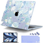 DONGKE for MacBook Air 13 Inch Case M5 2026 M4 2025 M3 M2 2024-2022 A3449 A3240 A3113 A2681, Plastic Hard Shell & Keyboard Cover & Screen Film for MacBook Air 13.6 Inch Case - Sea Shells by DONGKE
