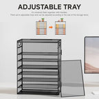 SUBEKYU 9 Tier Paper Organizer for Desk - Black Metal Mesh Letter Tray File Paper Sorter Organizer Include 6 Pcs Adjustable Height Slid Tray with Handles for Office School Home Organization Storage - Image 2