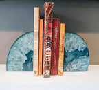 JIC Gem Teal Agate Geode Heavy Duty Bookends with Anti-Slip Rubber Bumpers - Image 2