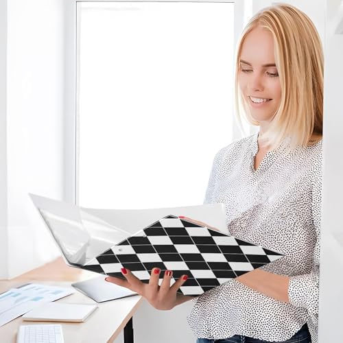 Black White Plaid 3 Ring Binder 1.5 Inch Binders Organizer with Clear Interior Pockets Binder for School Office Work 1 Pack - Image 6