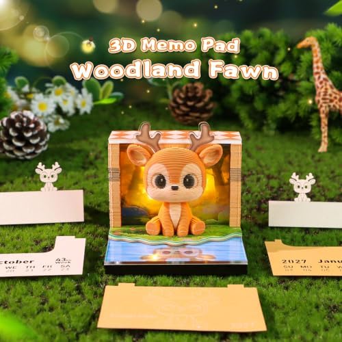 3D Time Piece Calendar 2027 With 52 Weekly Calendars, 3D memo pad tear away calendar 2027, Artsy Pads Suitable for Room and Office Desktop Decoration, Gift Giving (Deer) - Image 2