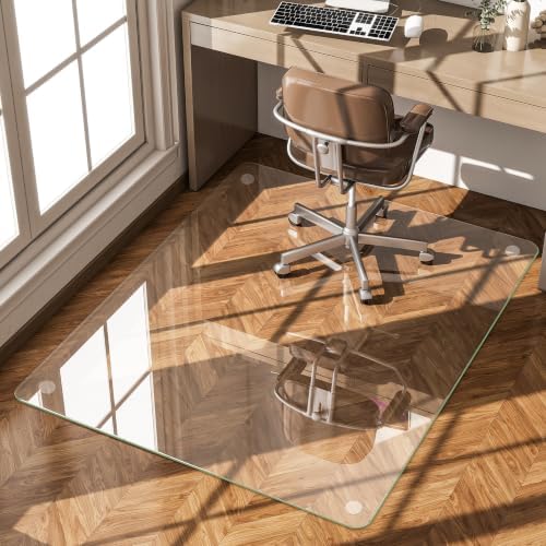 30"X48" Tempered Glass-Glass Chair Mat, Heavy Duty Hard Floor Mat - Image 3