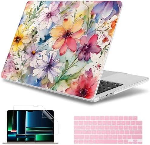 May Chen for MacBook Air 15 inch Case M5 M4 M3 M2 2026 2024-2023, Model A3448 A3241 A3114 A2941, Closes Seamlessly Hard Shell Laptop Cover with Keyboard Cover, Abstract Florals by MayChen