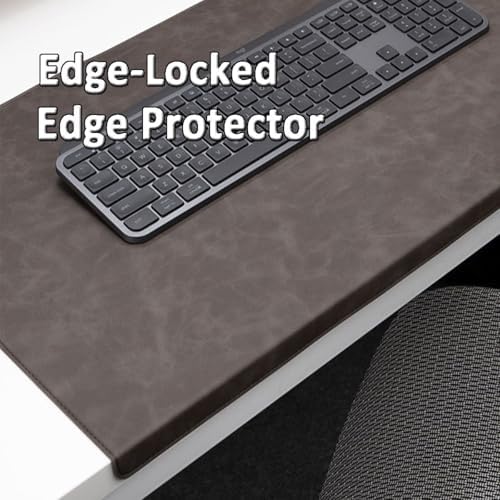 Office PU Leather Desk Pad with Stitched Edges (Black,35.4"x16.9") - Image 2
