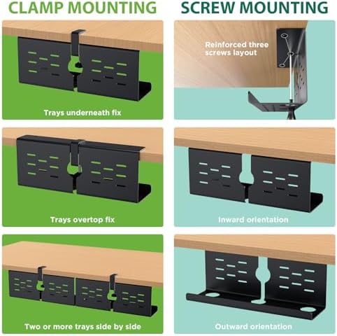 KEEGH 16 in Under Desk Cable Management Tray, Metal Cable Tary, 1 Pack - Image 2