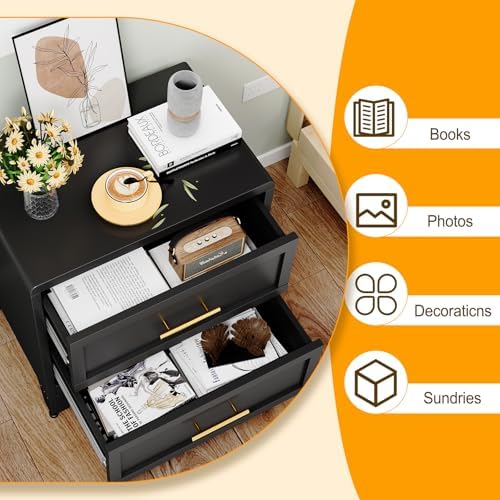 Ckzbx Metal Dresser Under Desk Metal Filing Cabinets, 26.42" H Drawer Chests of Drawers for Office, Garage (2 Drawers Black 24inch Wide) - Image 5