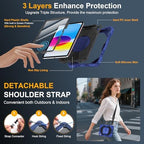 Case for iPad (A16) 11th/10th Generation 11/10.9 Inch 2025/2022, Ubearkk for iPad a16 case with Screen Protector, 360 Degree Rotating Stand Shoulder Strap Pencil Holder,Navy Black - Image 3