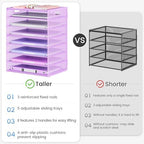 Lavatino 2 Pack 8-Tier Office Desk File Organizer, Letter Tray Paper Organizer with Handle, Including 5 Adjustable Slide Trays for Organizing Desk Workspace Accessories and Supplies (Purple Mesh) - Image 3