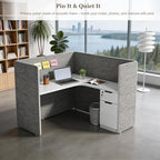 Modular Office Cubicle Workstation System with Privacy Panels, 59" x 59" L-Shaped Desk, Built-in Power Access, Lockable Storage Cabinet, Expandable 2, 4, 6 Person Team Layout for Corporate Offices - Image 7
