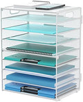 9-Tier Paper Organizer for Desk, Metal Mesh Letter Tray with Handles, White by DALTACK