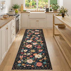 DUKINO 2x7 Runner Rug for Hallway, Washable Runner Rug Non Slip, Black by DUKINO