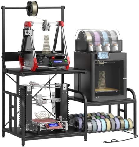 3D Printer Stand with Filament Storage Rack, Power Outlet, Spool Holder by MILEFA