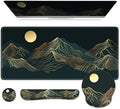 iCasso Large Mouse Pad, 4in1 XXL Mousepad + Keyboard Wrist Rest+Mouse Wrist Rest+Coaster Set with Ergonomic Design for Computer(Cyan-Mountain) by iCasso