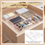 Novabright 2 Pack Acrylic Shallow Drawer Organizer with Removable Dividers 12" x 12" x 1.2" Clear Desk Drawer Organizer Tray for Shallow Drawers Makeup Brushes Cosmetics Office Supplies Non-slip Pads - Image 4