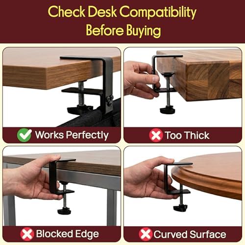 Pyle 48" Under Desk Cable Management Tray, Under Desk Wire Organizer with Clamp or Screw Mount, Desk Cable Organizer with Fabric Design for Large Workstations, Built-in Ties, 20 lb Capacity, Black - Image 7