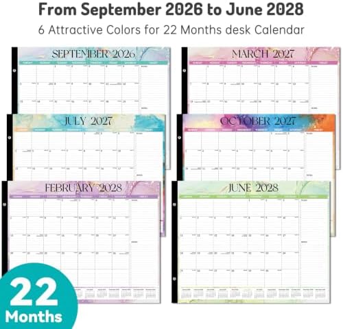 Forvencer 2027 Desk Calendar, Planner Sept 2026 - Jun 2028, 22 Month 22x17" - Image 2