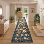 DUKINO 3x14 Washable Runner Rug, Non Slip Kitchen Runner Rug, Navy Blue - Image 5