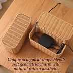 Large Cable Management Box with Lid, Wicker Basket Hides Power Strips, TV Boxes & Routers - Image 4
