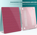 DONGKE Compatible with MacBook Pro 16 Inch Case (2026-2021 Release, M5 M4 M3 M2 M1 Pro/Max Chip), Plastic Hard Shell with Keyboard Cover & Screen Protector for MacBook Pro 16", Red & Pink Stripes - Image 4