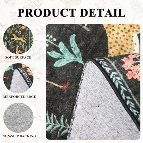 DUKINO 3x7 Hallway Runner Rug, Non Slip Animal Kitchen Runner Rug, Black - Image 5